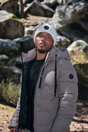 Doudoune beige homme à capuche LUC
