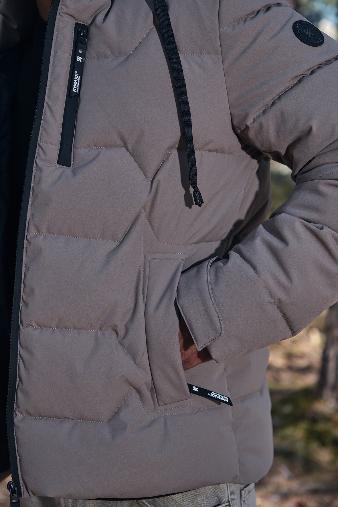 Doudoune beige homme à capuche LUC