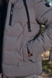 Doudoune beige homme à capuche LUC