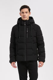 Doudoune noire homme à capuche LUC