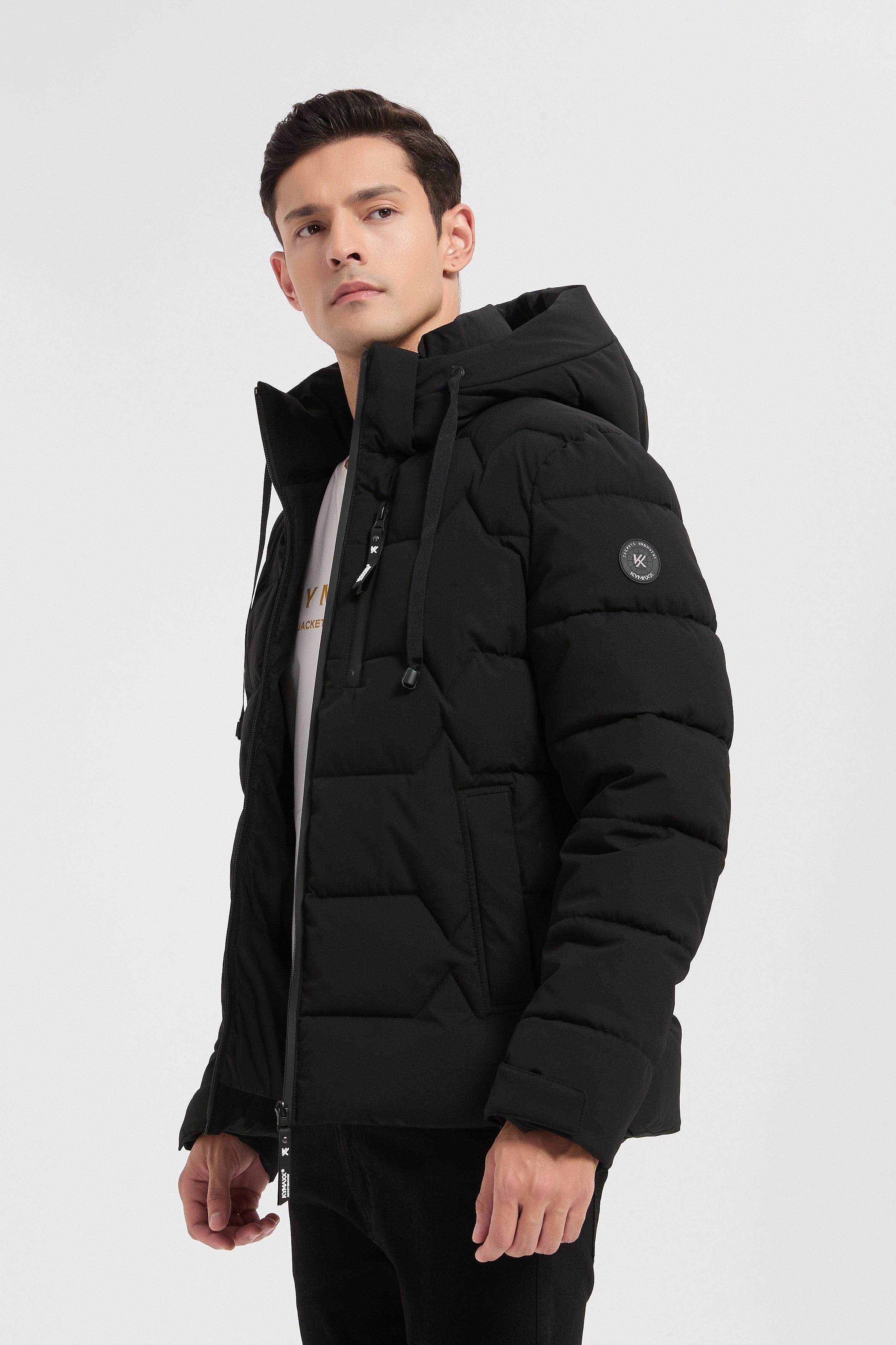 Doudoune noire homme à capuche LUC