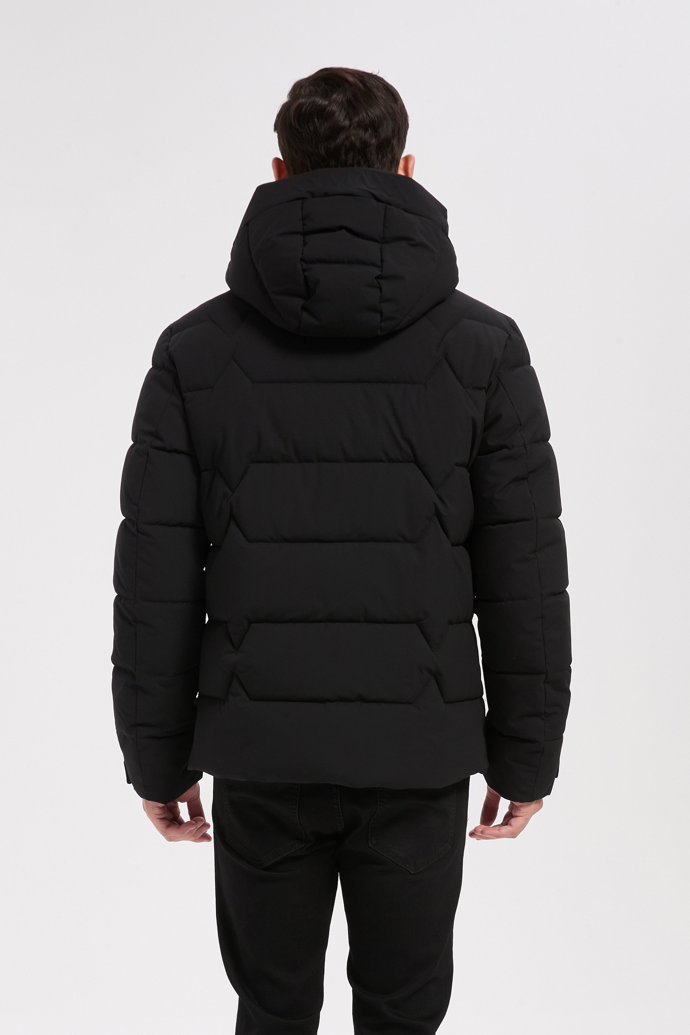 Doudoune noire homme à capuche LUC