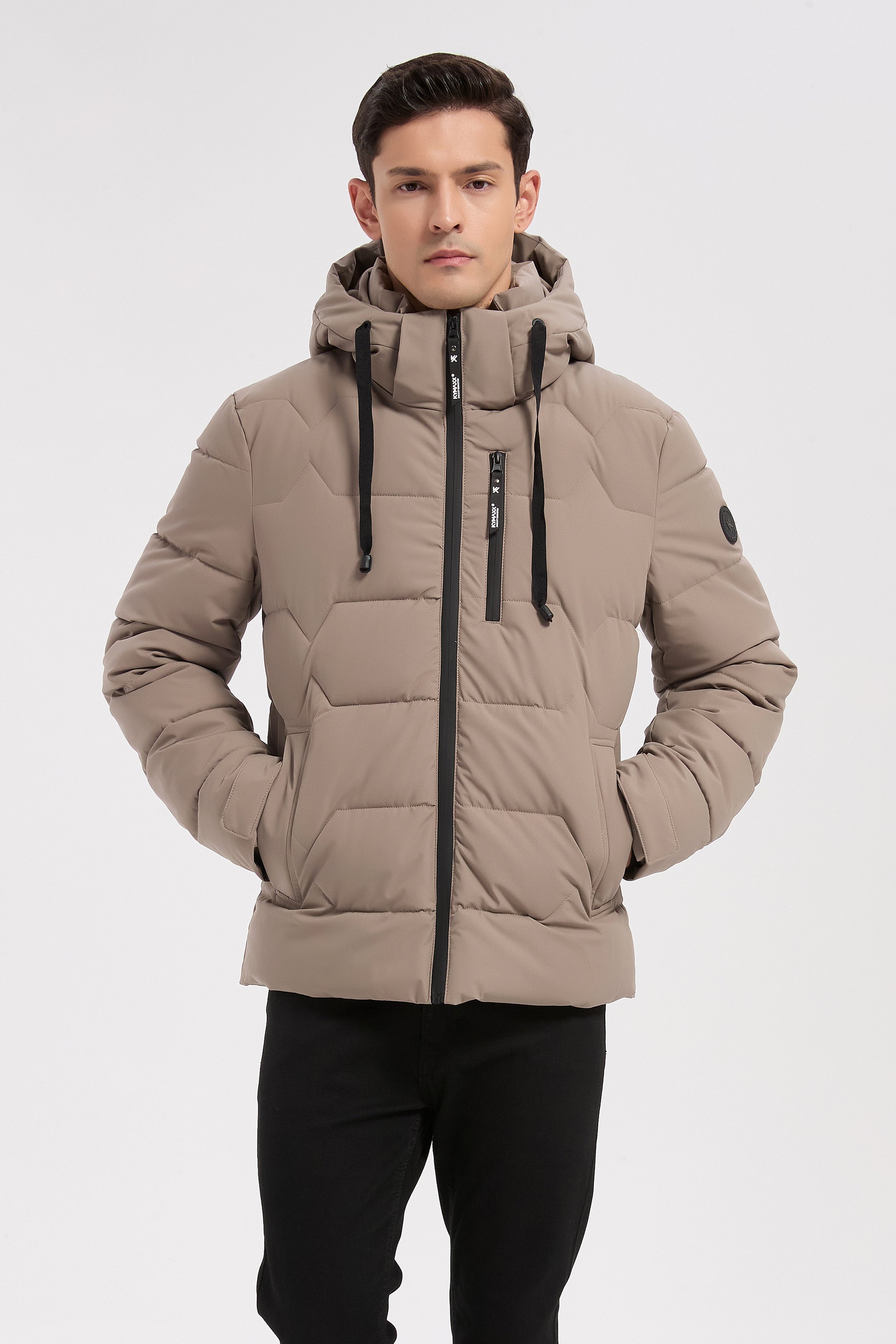 Doudoune beige homme à capuche LUC