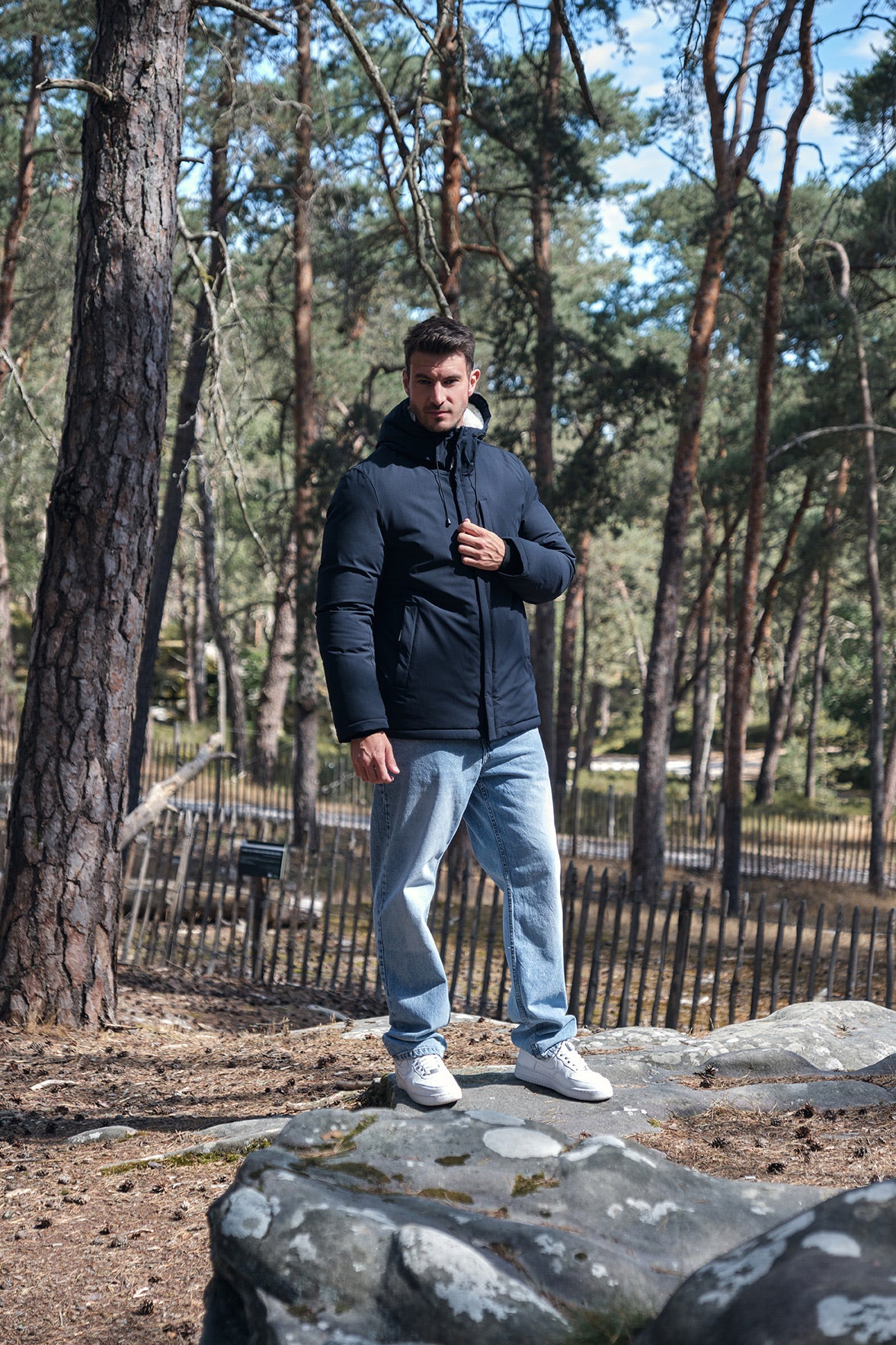 Parka bleu foncé homme doublée sherpa LOÏC