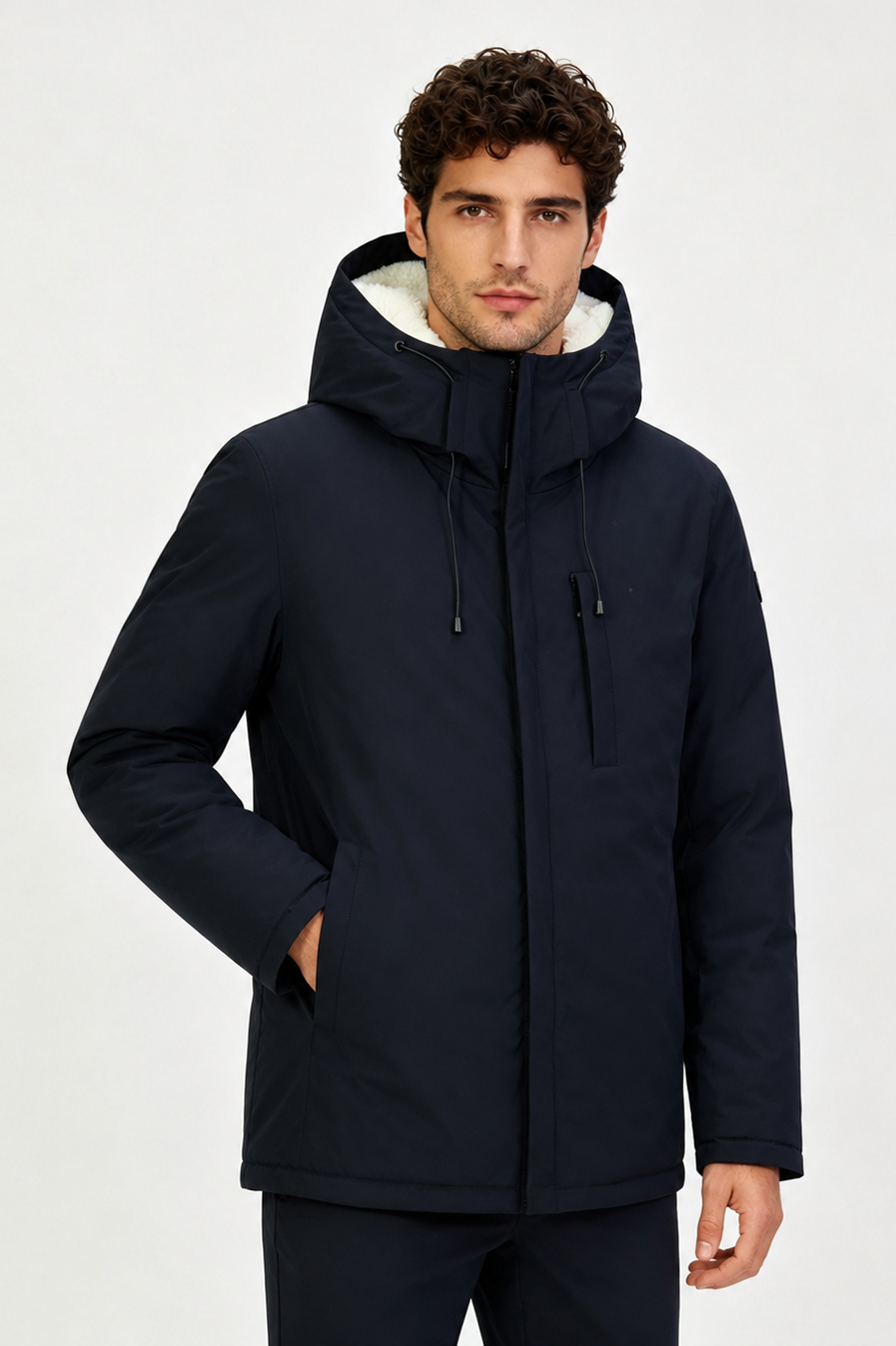 Parka bleu foncé homme doublée sherpa LOÏC