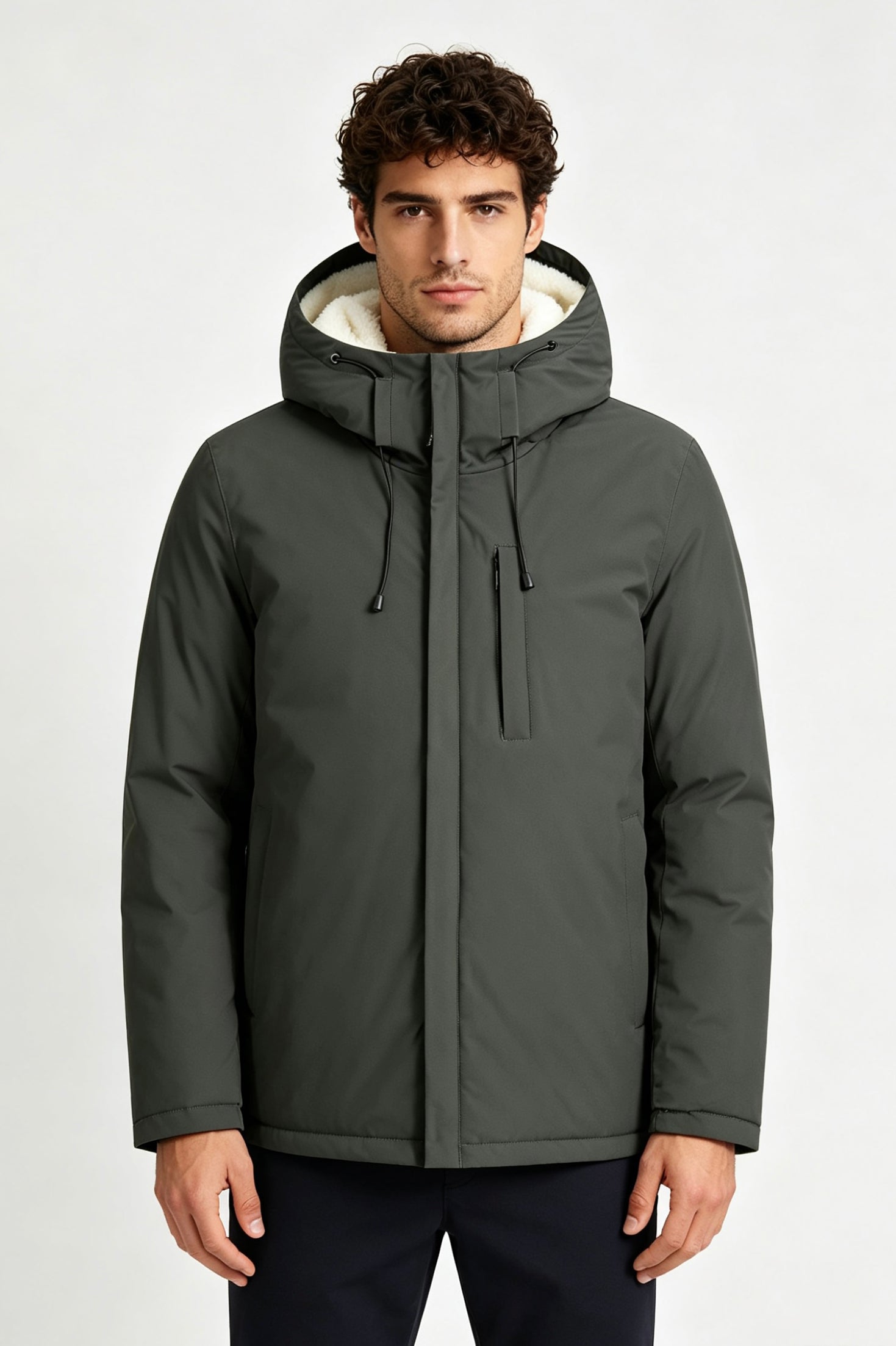 Parka vert foncé homme doublée sherpa LOÏC