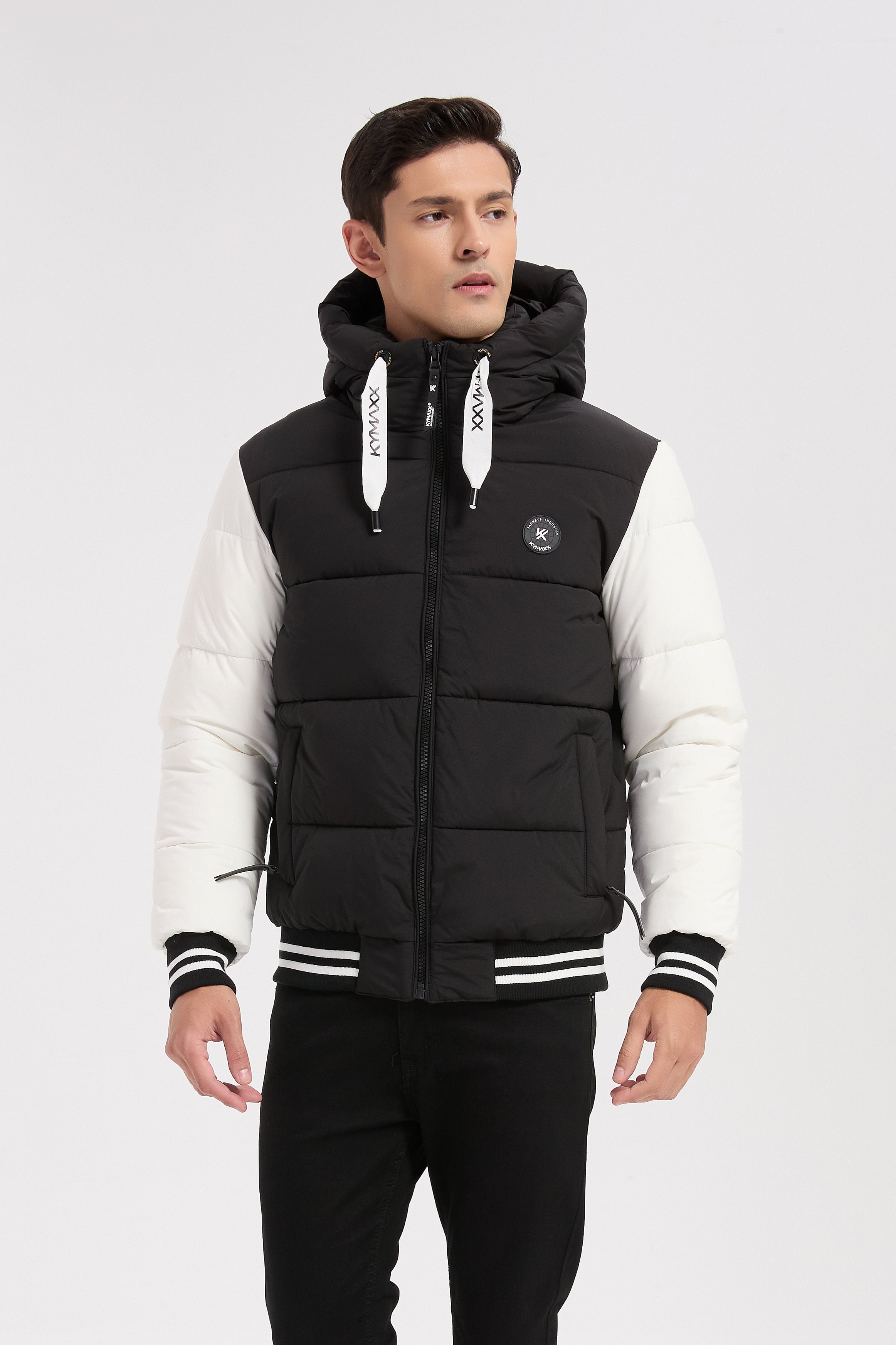 Doudoune bicolore noir et blanc homme à capuche BERTRAND