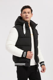 Doudoune bicolore noir et blanc homme à capuche BERTRAND