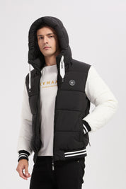 Doudoune bicolore noir et blanc homme à capuche BERTRAND