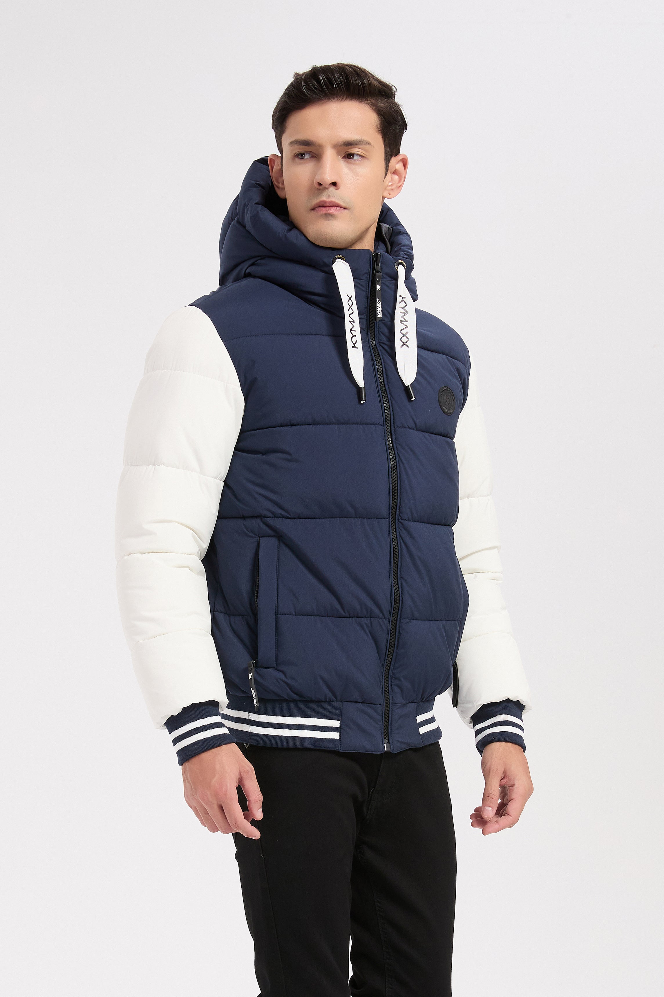 Doudoune bicolore bleu et blanc homme à capuche BERTRAND
