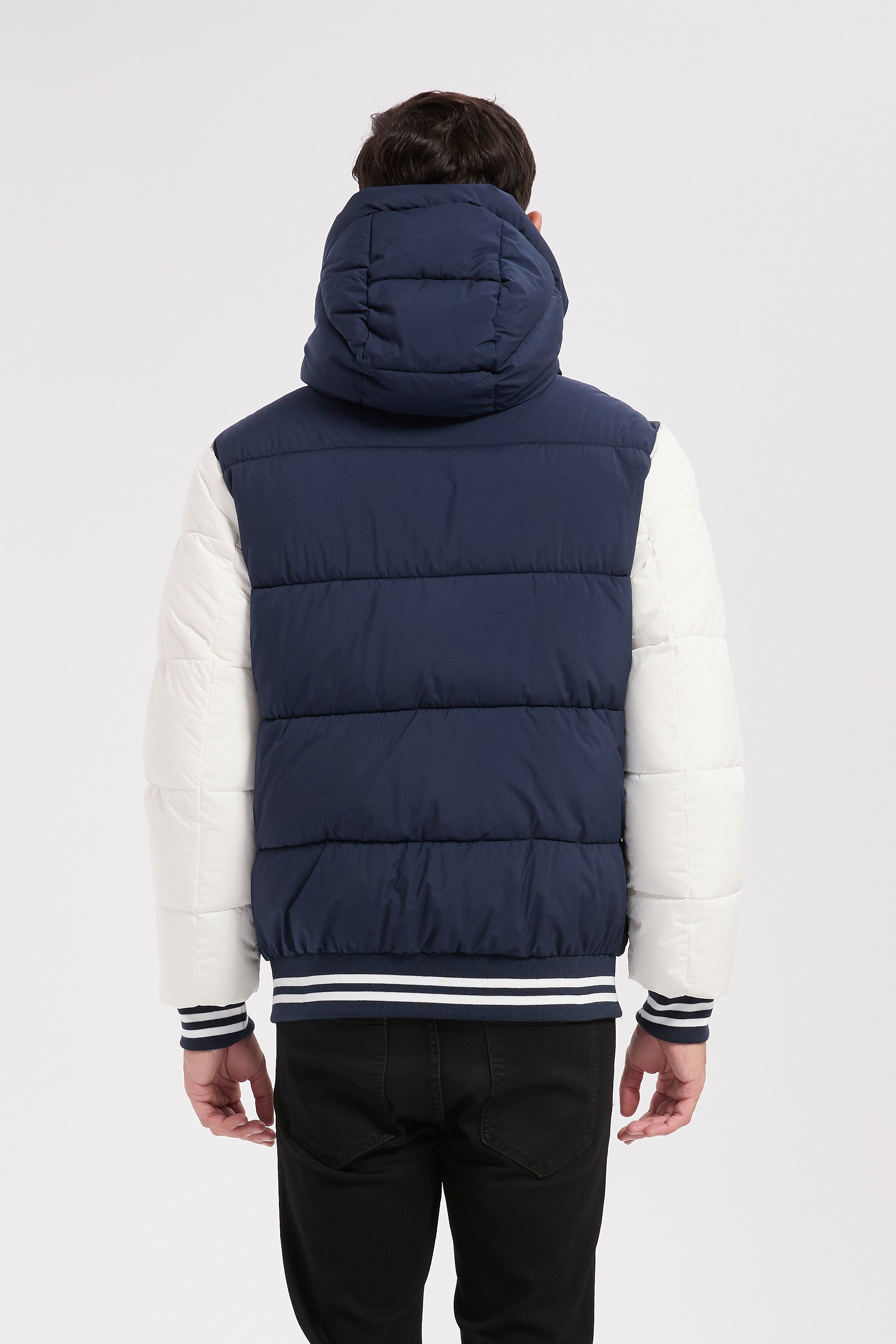 Doudoune bicolore bleu et blanc homme à capuche BERTRAND