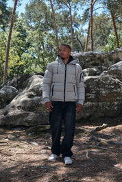 Doudoune gris clair homme à capuche CHARLES