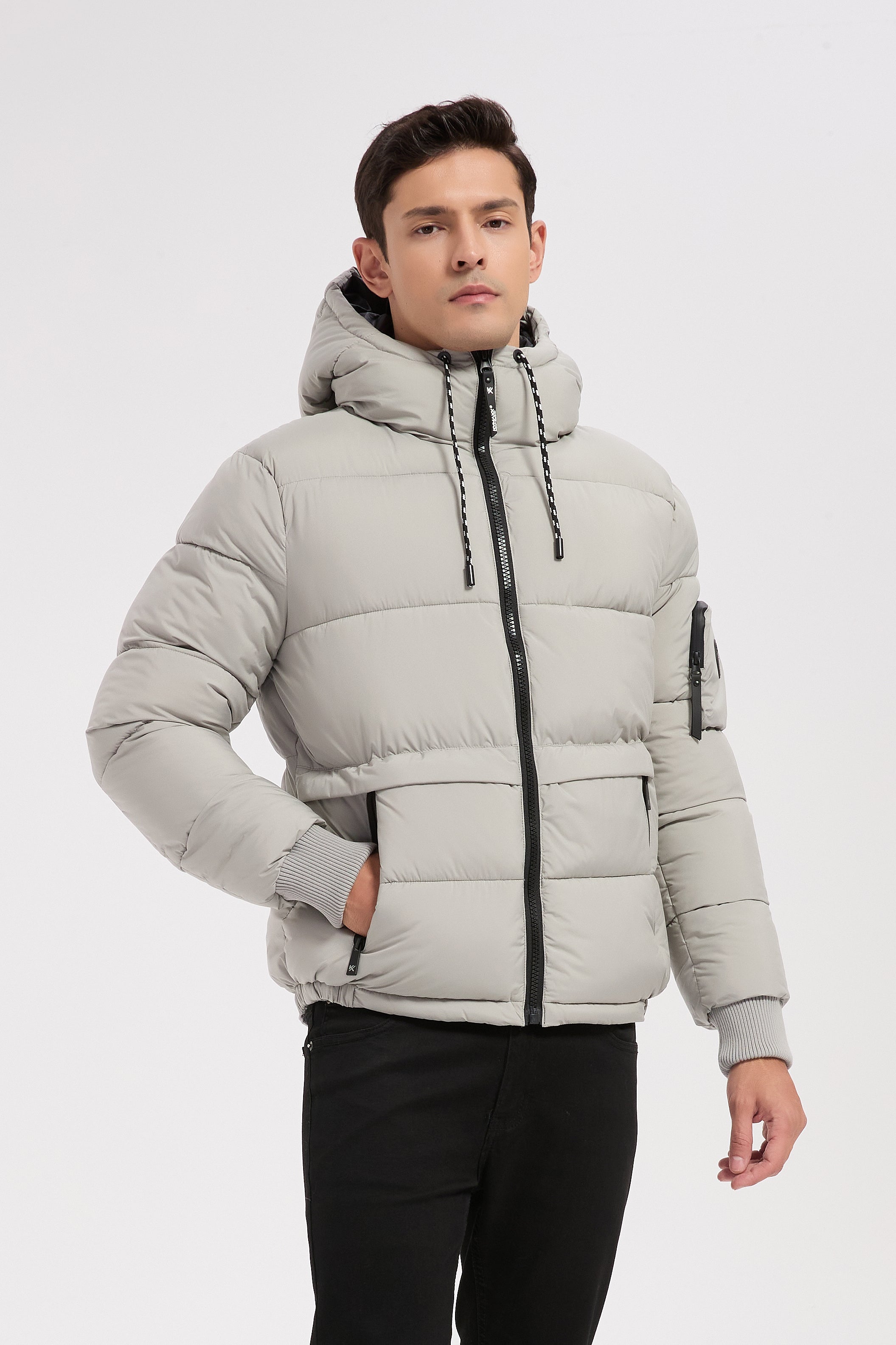 Doudoune gris clair homme à capuche CHARLES