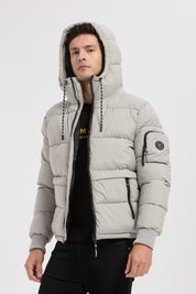 Doudoune gris clair homme à capuche CHARLES
