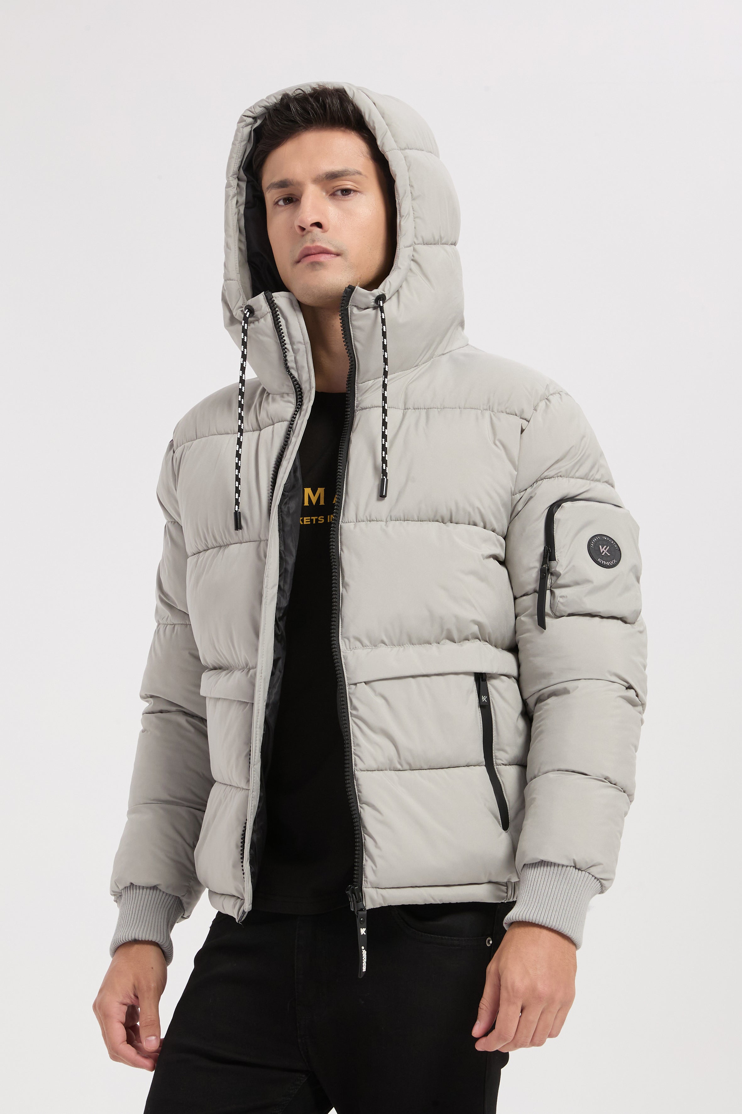 Doudoune gris clair homme à capuche CHARLES
