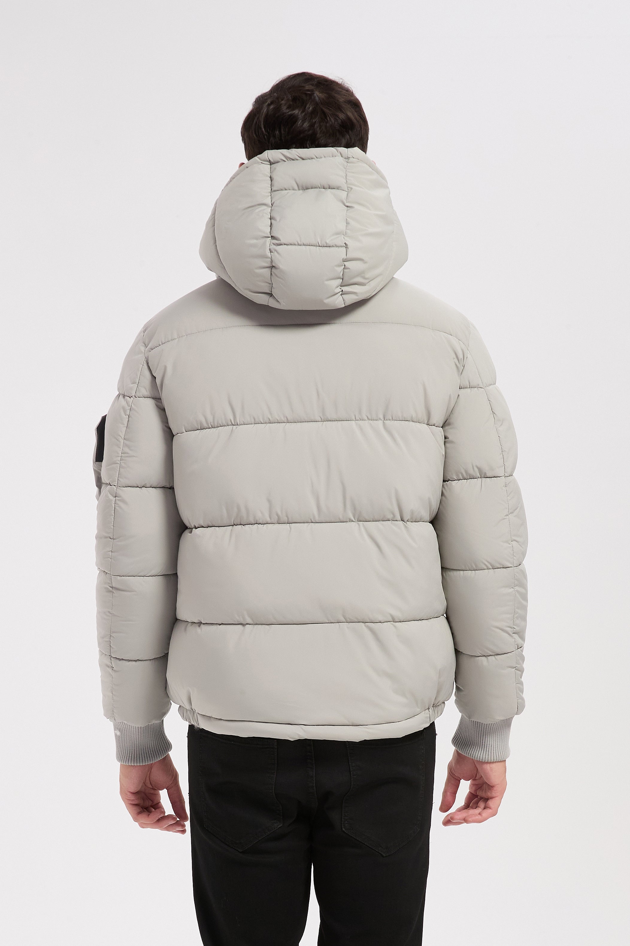 Doudoune gris clair homme à capuche CHARLES