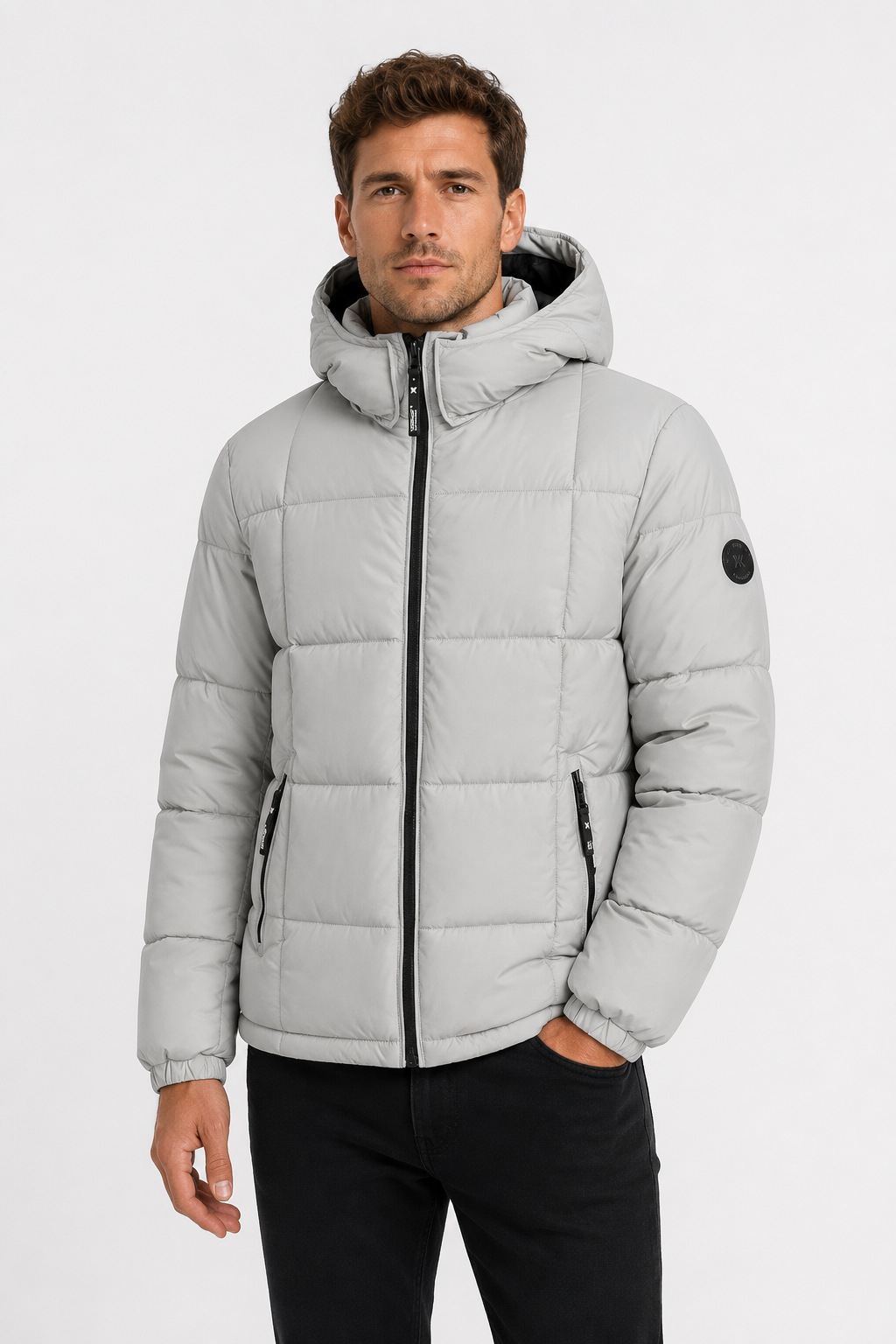 Doudoune matelassée gris clair DELVAUX