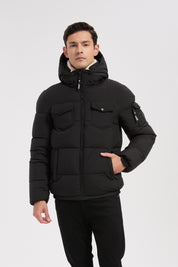 Doudoune noir homme à capuche DAVID