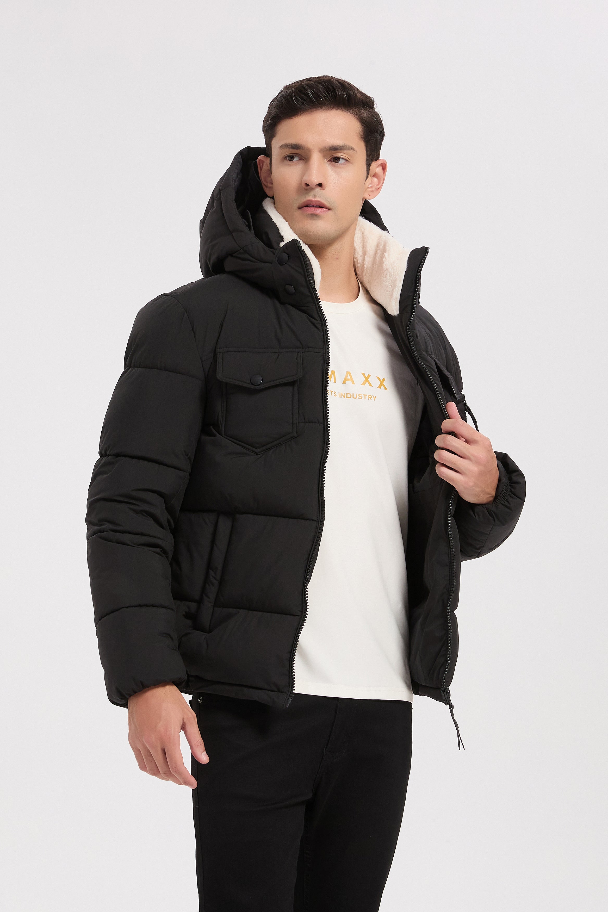 Doudoune noir homme à capuche DAVID