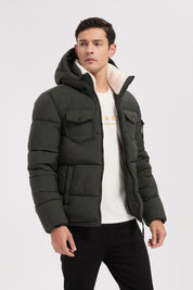 Doudoune vert homme à capuche DAVID
