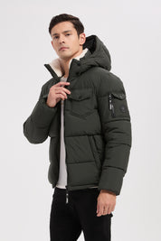 Doudoune vert homme à capuche DAVID