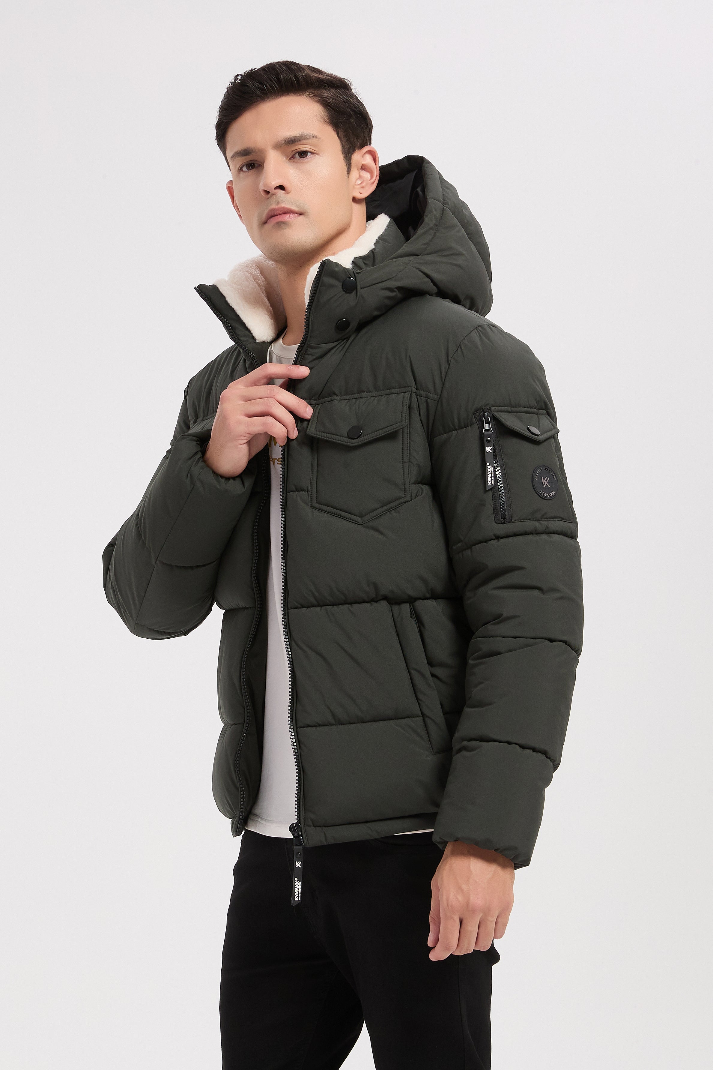 Doudoune vert homme à capuche DAVID