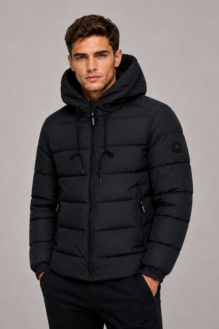 Doudoune noir homme à capuche HANCOCK