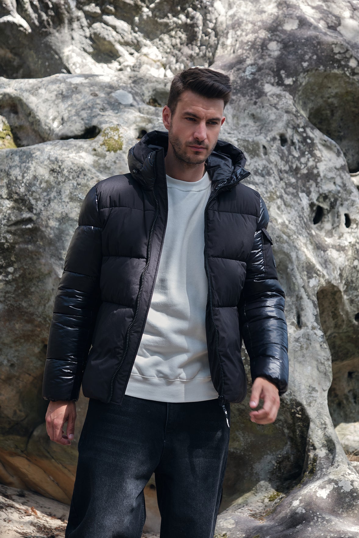Doudoune noir homme à capuche ÉDOUARD