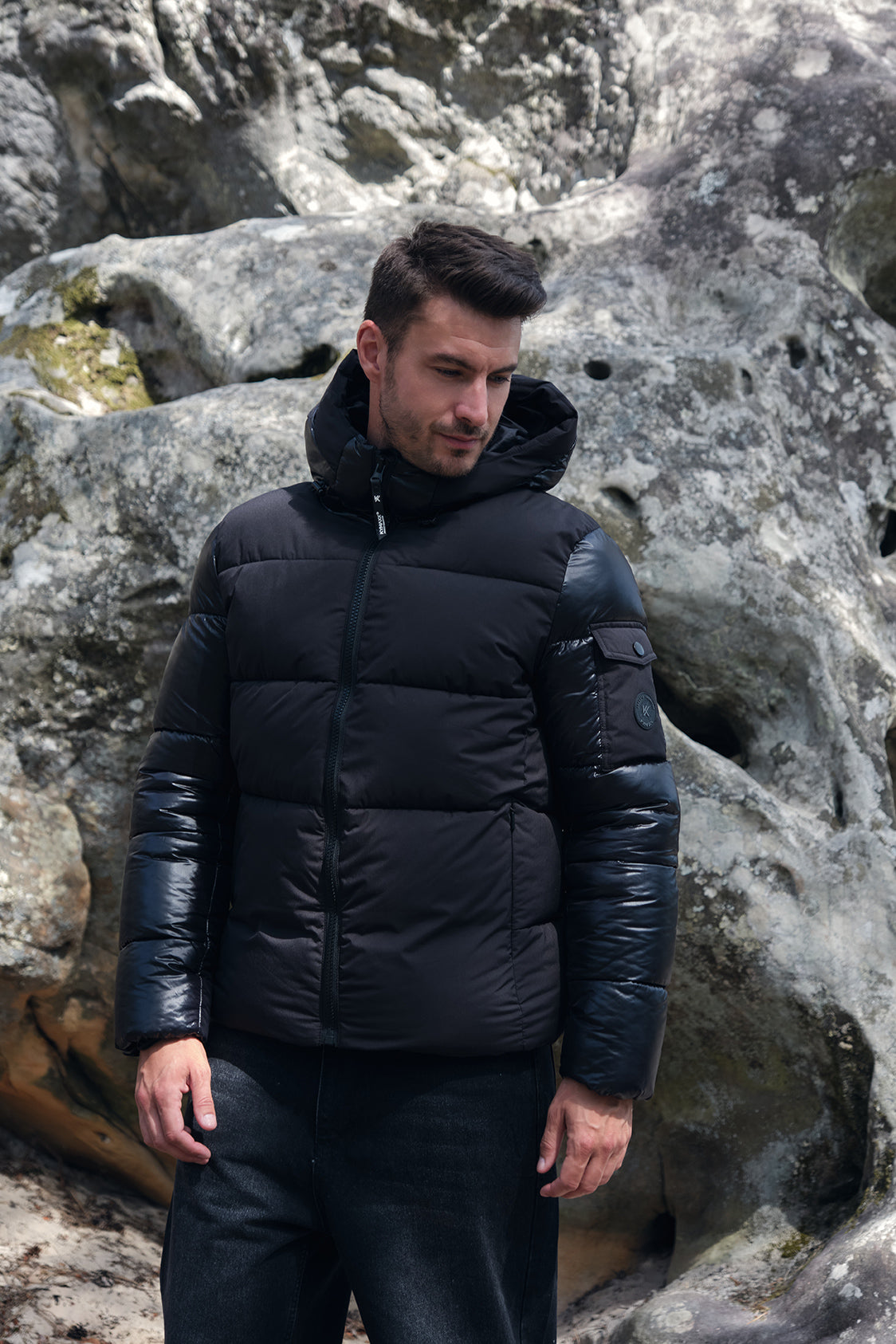 Doudoune noir homme à capuche ÉDOUARD