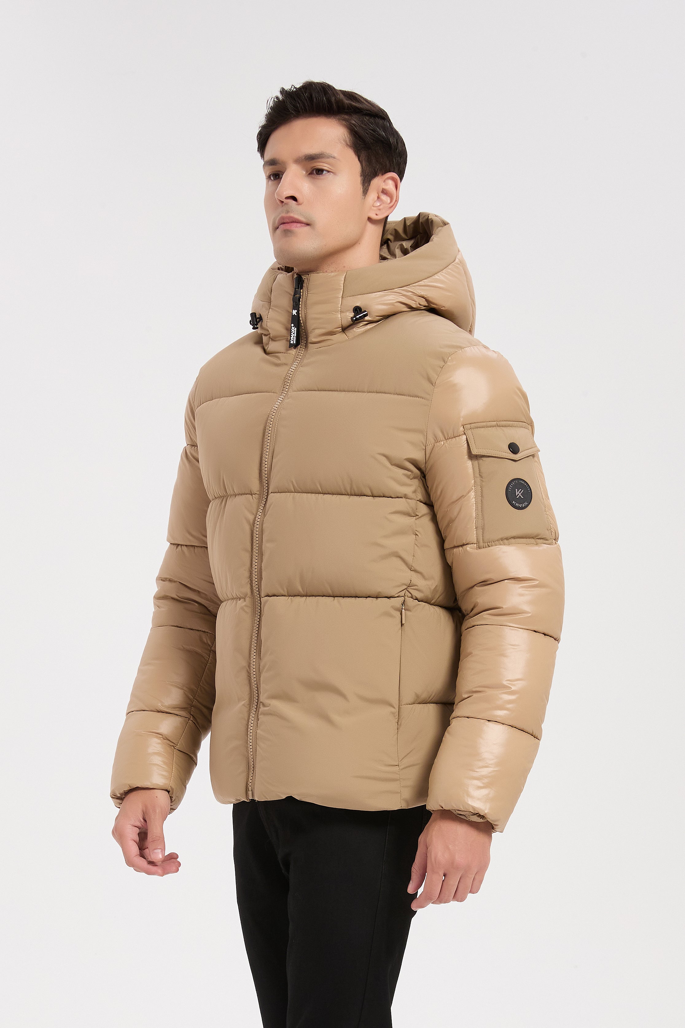 Doudoune beige homme à capuche ÉDOUARD