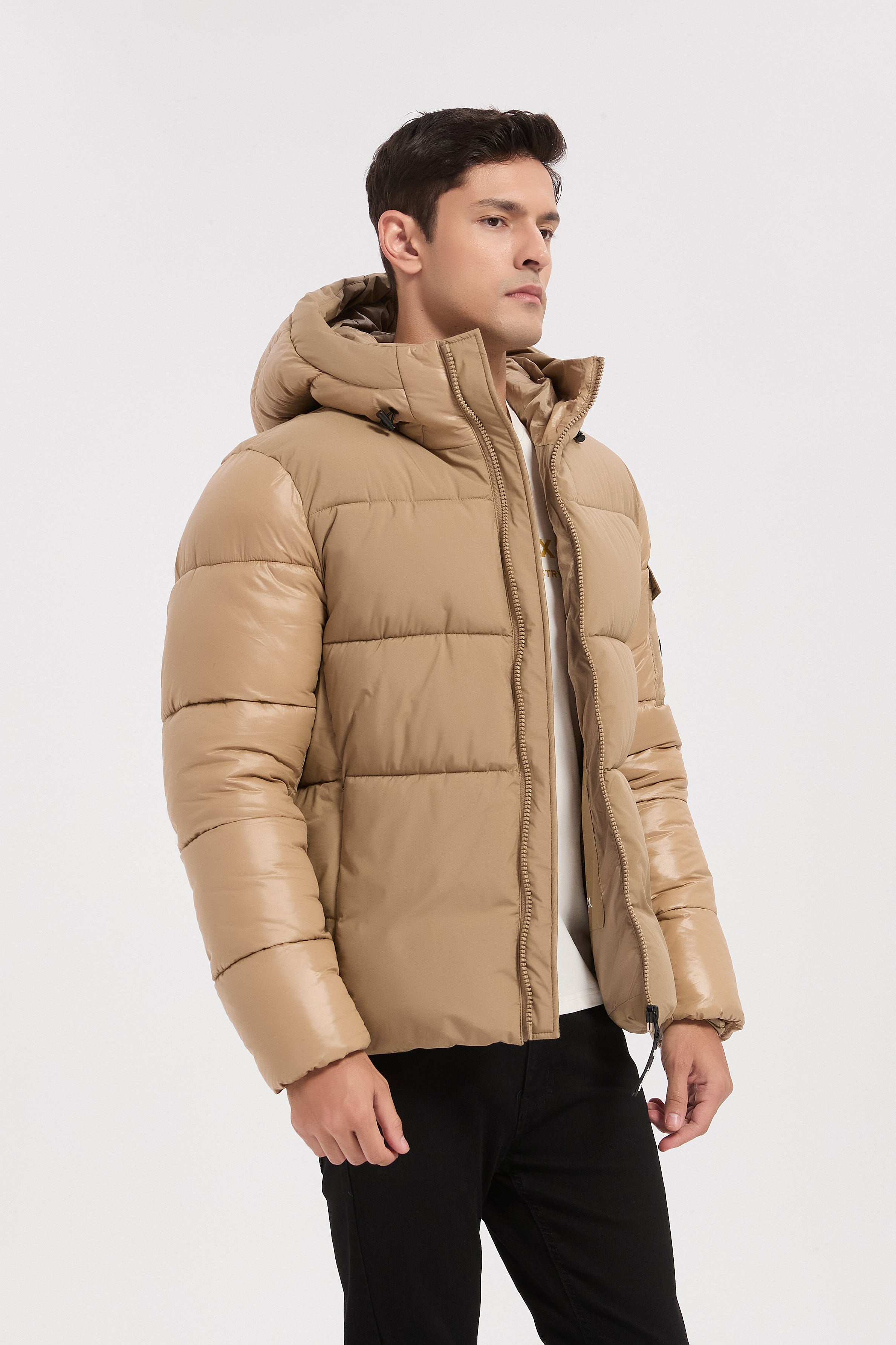 Doudoune beige homme à capuche ÉDOUARD