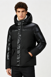 Doudoune noir homme à col effet mouton EMMANUEL