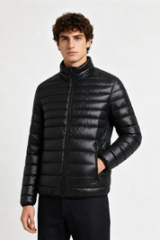 Doudoune légère noir homme à col montant PIERRE