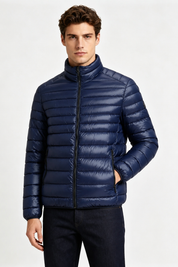 Doudoune légère bleu foncé homme à col montant PIERRE