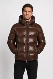 Doudoune brillante marron PIRLOT