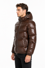 Doudoune brillante marron PIRLOT