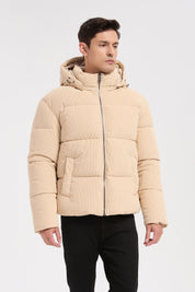 Doudoune beige homme en velours côtelé ROLAND