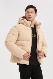 Doudoune beige homme en velours côtelé ROLAND