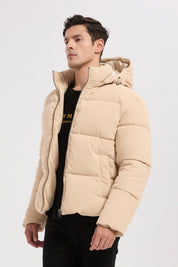 Doudoune beige homme en velours côtelé ROLAND