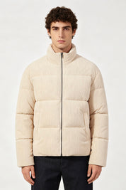 Doudoune beige homme effet velours côtelé SÉBASTIEN