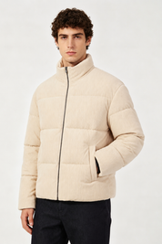 Doudoune beige homme effet velours côtelé SÉBASTIEN