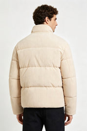 Doudoune beige homme effet velours côtelé SÉBASTIEN