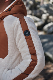 Doudoune polaire écrue et camel homme à capuche DUFFY