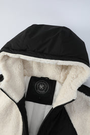 Doudoune polaire écrue et noir homme à capuche DUFFY