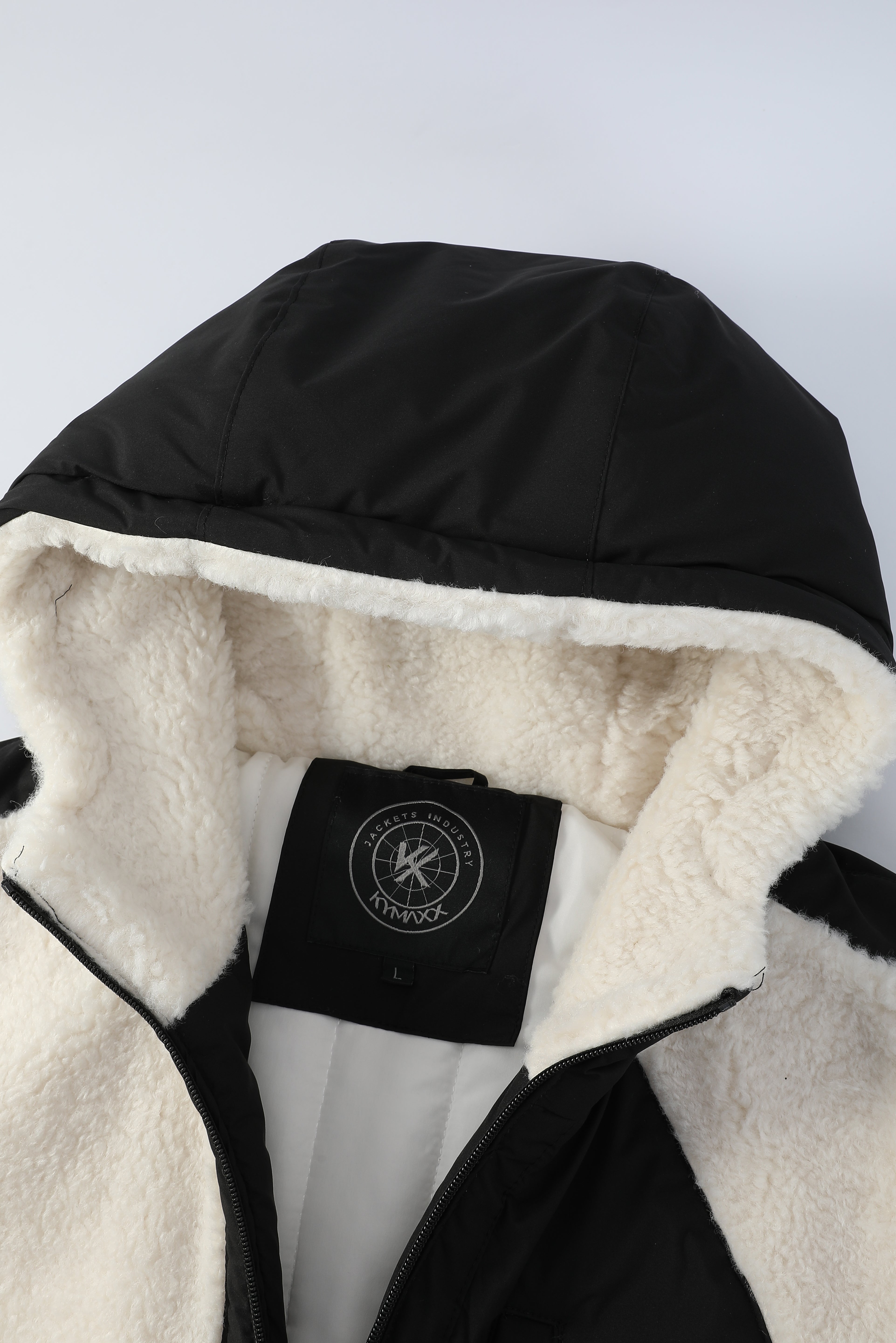 Doudoune polaire écrue et noir homme à capuche DUFFY