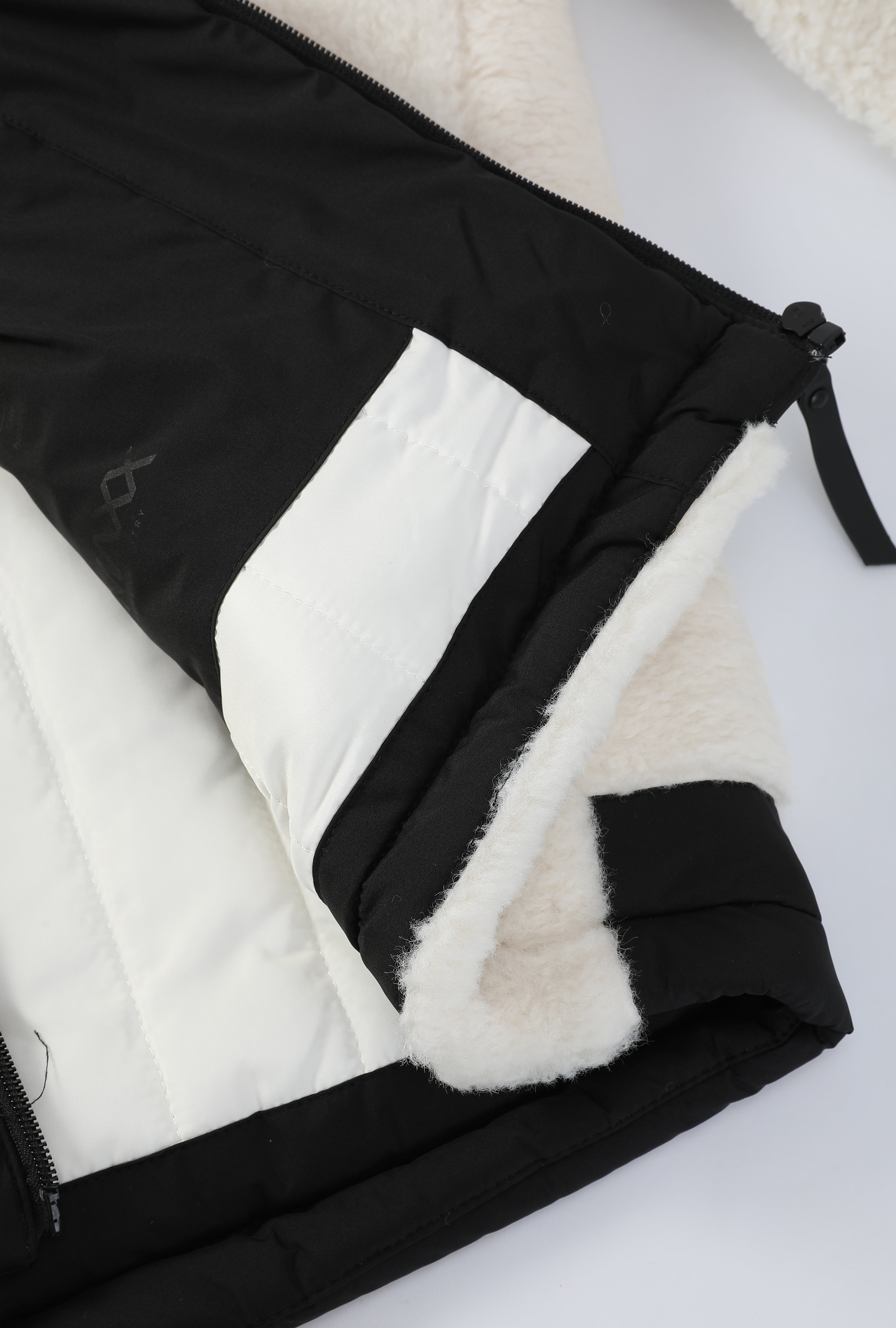 Doudoune polaire écrue et noir homme à capuche DUFFY