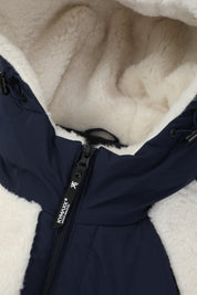 Doudoune polaire écrue et bleu foncé homme à capuche DUFFY