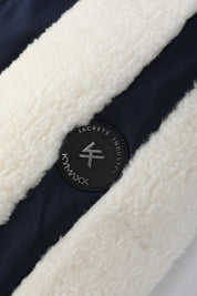 Doudoune polaire écrue et bleu foncé homme à capuche DUFFY