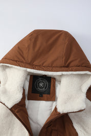 Doudoune polaire écrue et camel homme à capuche DUFFY