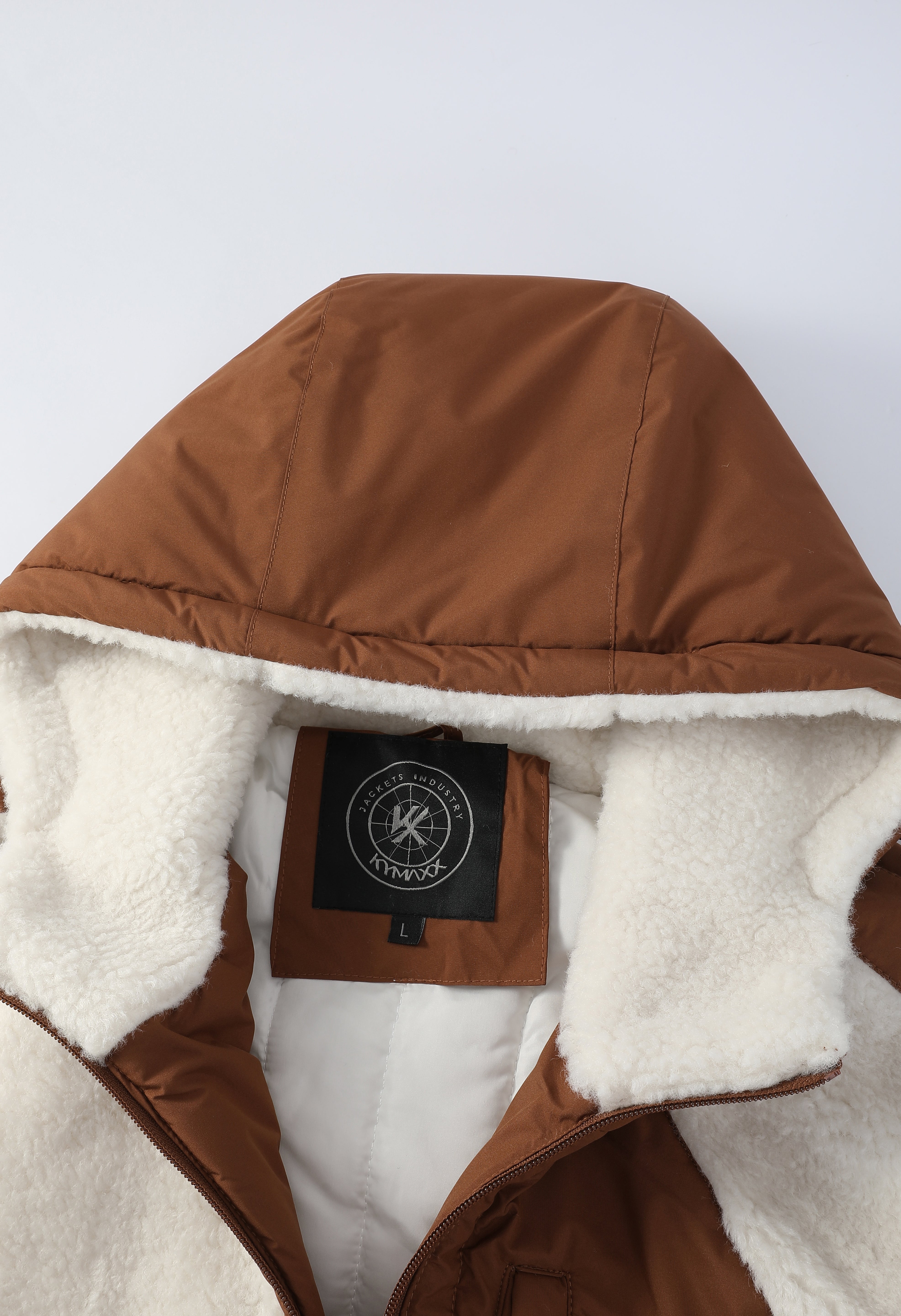 Doudoune polaire écrue et camel homme à capuche DUFFY